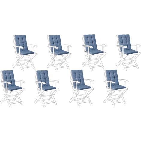 Set di 8 cuscini da esterno in poliestere per seduta e schienale, con lacci, resistenti ai raggi UV e all'acqua blu Maui