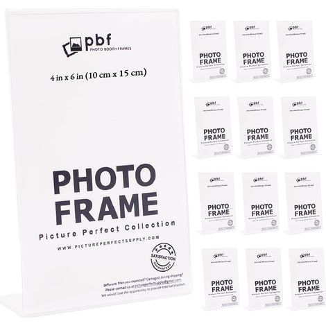 Lot de 12 cadres photo transparents de 10,2 x 15,2 cm en acrylique Supports verticaux en acrylique pour affichage Cadre photo en plastique incliné pour panneau de table, affichage de code QR (1/5)