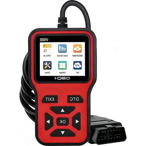 Strumento diagnostico OBD, manutenzione del veicolo, plug & play, dati in tempo reale, rosso (1/5)