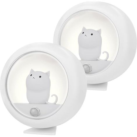 Veuilleuse LED à Induction Rechargeable Lot de 2pcs Veilleuse Bébé Automatique Forme Mignonne pour Chambres d'enfants, Salons, Salles de bains, Couloirs, Escaliers, Chambres (1/5)