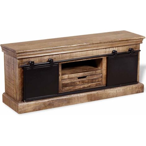 Maison Exclusive - Mobile TV 2 Porte Scorrevoli Legno Massello Mango 110x30x45 cm (1/5)