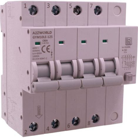 RCBO Interruttore Magnetotermico Differenziale Con Doppia Leva Tipo A Curva C 4P 4M 10kA 30mA, Diagnostica Visiva, AC 400V IP20, Disponibili 63A 80A 100A (C80A)