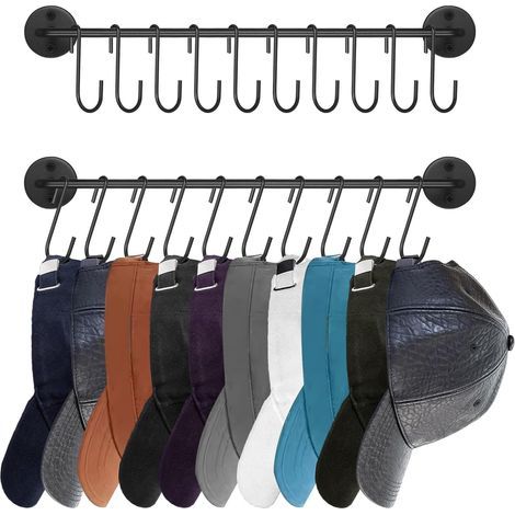 Porte-casquettes mural moderne en métal avec 20 crochets. lot de 2. (1/5)