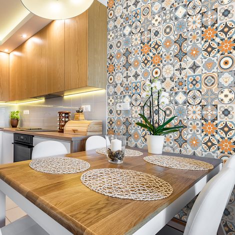 Sticker Mural Carrelage adhésif Cuisine Salle de Bain - 30 STICKERS CARREAUX DE CIMENT AZULEJOS MONTECINOS - 30stickers15x15cm (1/5)