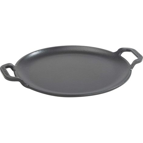 Victoria 38328 Plancha Cocina para Pizza Hierro Fundido Esmaltado Inducción Sartén 25cm Fuego, Barbacoa, Horno Negro (1/5)