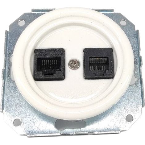 Prise RJ11-RJ45 intégrée en porcelaine blanche