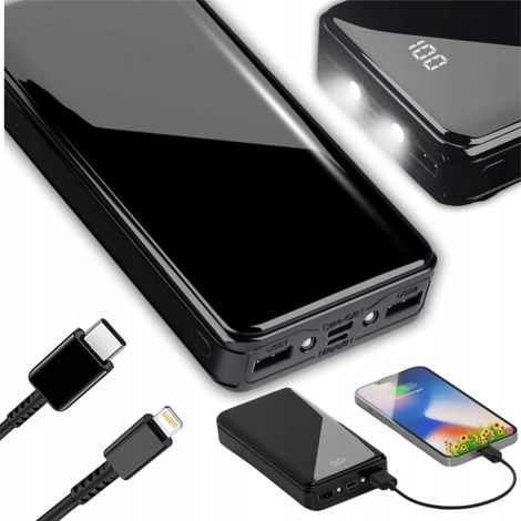 BATER脥A EXTERNA DE 20000 mAh, CARGADOR PORT脕TIL DE BOLSILLO CON LINTERNA PARA TEL脡FONO