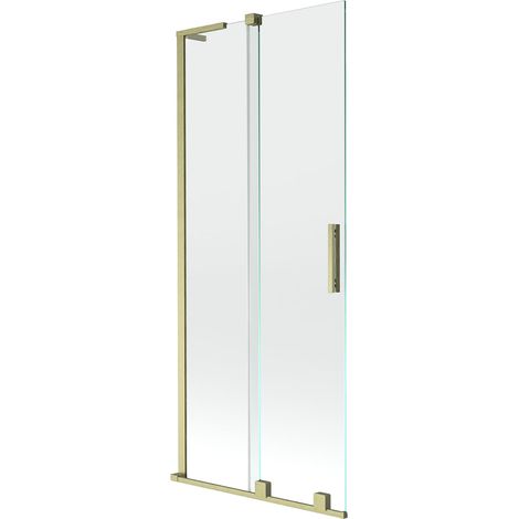 Mexen Velar L mampara de bañera corredera de 2 paneles 85 x 150 cm, transparente, oro cepillado - 896-085-003-01-55 (1/5)