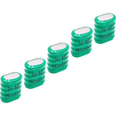 vhbw 5x NiMH replacement button cell battery tab type 5/V150H 150mAh 6V suitable for model building batteries, solar lights etc.