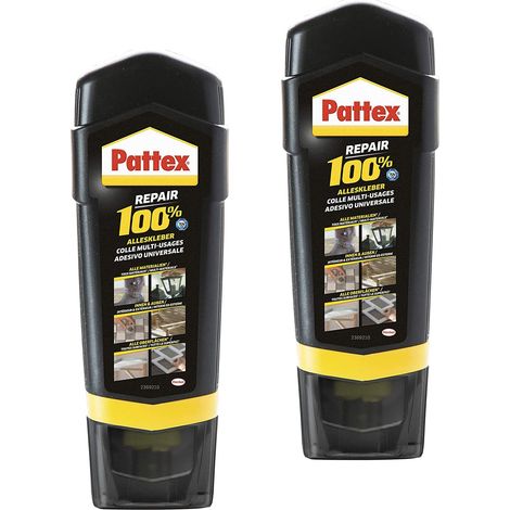 Pattex Repair 100 per Cento Multiuso, Resistente al Calore per Uso Interno ed Esterno, 2X 100 g di Colla per la Riparazione di Vari Materiali, 9H P1BC3X ST (1/4)