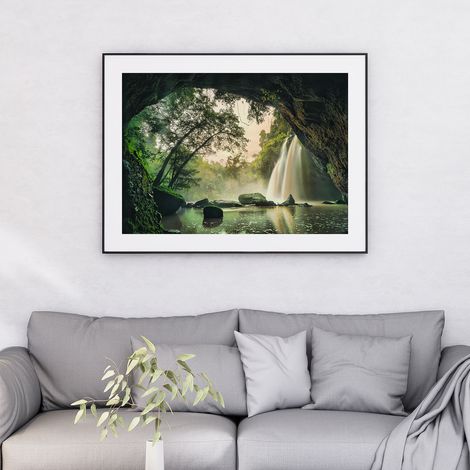 Affiche / Poster - Paysage Cascade - 50x70 cm - Bordure Noire et Blanche (1/5)