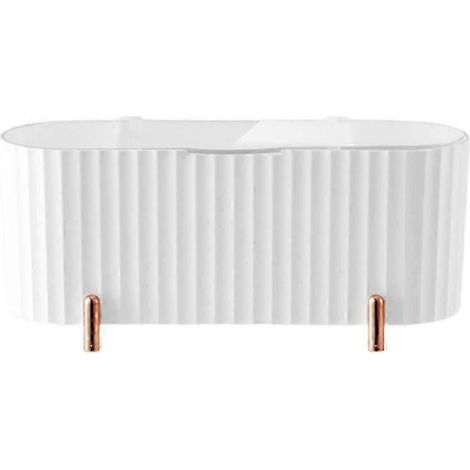 Boîte de rangement pour cotons-tiges, bijoux et maquillage avec couvercle, idéale pour la salle de bain.-White (1/5)
