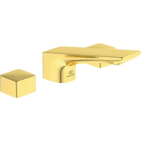CONCA Batteria lavabo 3 fori con piletta in metallo oro spazzolato (1/2)