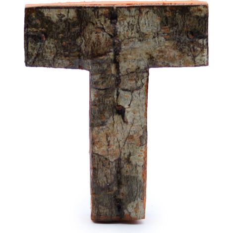 Lettre d'écorce rustique - "T" - 7 cm- Vendu par 1