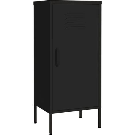 Armoire de rangement noire avec 2 étagères réglables 42,5 x 35 x 101,5 cm style industriel en acier noir (1/5)