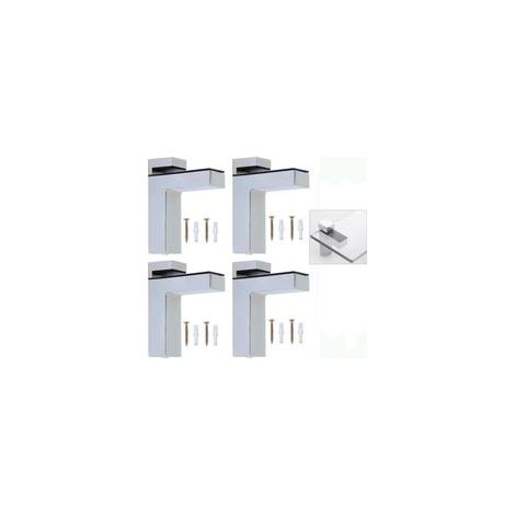 Lot de 4 Supports d'Étagère en Verre Clips en Alliage de Zinc Massif, Réglables pour Verre de 3 à 28 mm d'Épaisseur