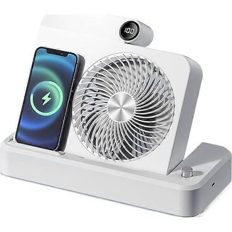 Ventilador de escritorio con carga inalámbrica, 100 niveles de velocidad del viento con pantalla inteligente, ángulo ajustable, batería de 12 horas, ideal para oficina, dormitorio y camping. (1/5)