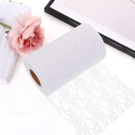 Spitzenband Weiß 22m x 15cm für Tischdeko, Hochzeit, Basteln