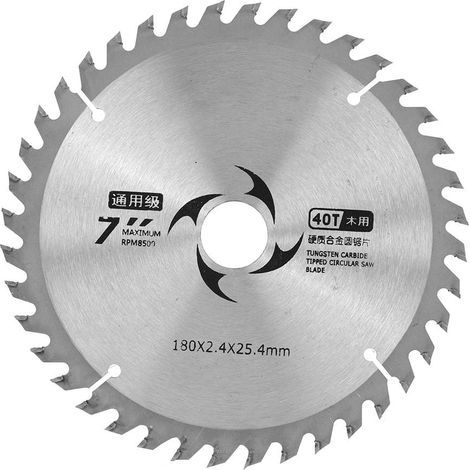 Lame de scie circulaire, 7 pouces 180 x 2,4 x 25,4 mm lame de scie circulaire en carbure disque de coupe rond pour couper les outils de travail du bois en bois(40T) (1/5)