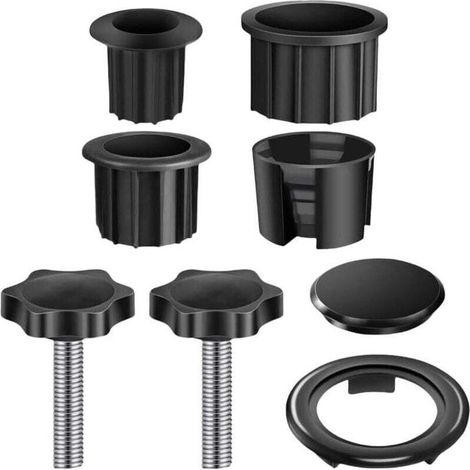 Kit de 8 pièces de rechange en plastique pour pieds de parasol - Pièces de rechange résistantes à l'usure - Avec anneau et vis - Pour la plupart des trous de parasol de plage, jardin, balcon (noir) (1/4)