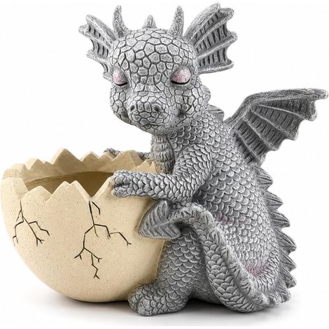Pot de Fleurs Dragon en Résine, Petit Cache-Pot Décoratif Design Coquille d’Œuf, Pot pour Succulentes, Bureau, Fenêtre, Balcon, Jardin (1/5)