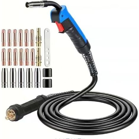 Torche de Soudage MIG/MAG MB15 AK, 3m avec Connecteur Euro et Set de 22 Pièces d'Usure incl (1/5)