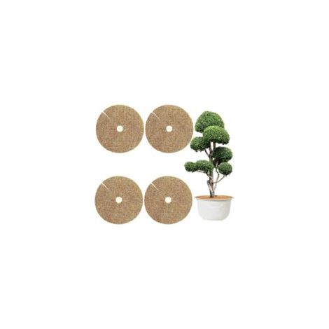 Lot de 4 tapis en fibre de coco pour pots de fleurs – Disques ronds anti-mauvaises herbes (1/4)
