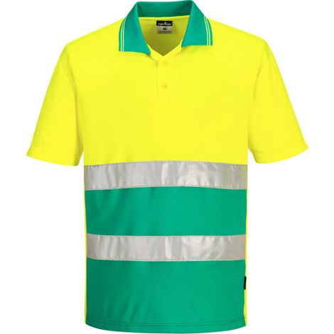 Polo ligero bicolor manga corta con cintas reflectantes S175 XXL Amarillo/Verde azulado