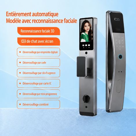 Serrure connectée automatique K36s reconnaissance faciale 3D avec écran 2,8 pouces 2.8 48 × 20 × 10 cm 2,5 kg – Livraison gratuite