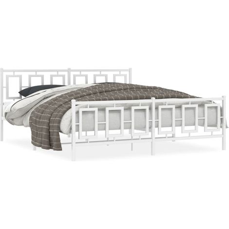 Maison Exclusive - Bettgestell mit Kopf- und Fußteil Metall Weiß (1/5)