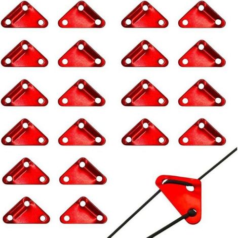 Tendeur Corde - Alliage Aluminium - 3 Trous Réglable - Pour Tente Bâche Camping - Rouge - 1 Pièce (1/4)