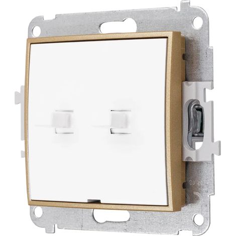 Schaltermodul ohne Rahmen, doppelt, USA Karlik Mini, Farbe Weiß/Gold (1/3)