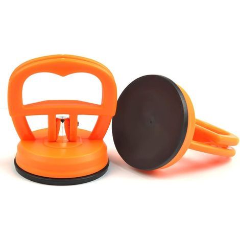 Juego de 2 extractores de dientes con ventosa, herramienta de extracción, mini ventosa para vidrio, elevador de vidrio, pequeño soporte con ventosa de 5,5 cm, color naranja. (1/5)