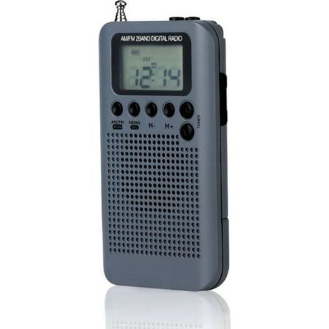 Radio stéréo portable AM/FM HRD-104, mini-récepteur radio d'extérieur avec cordon pour écouteurs et écran LCD de 1,3 pouce.