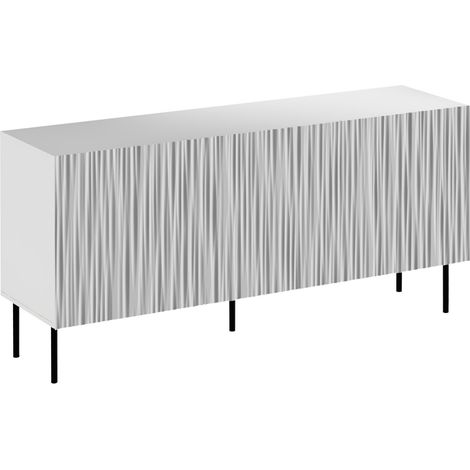 Aparador Lorelbo 100, Blanco + Negro, 75x152cm, Número de puertas: 343cm, MDF, Aglomerado laminado