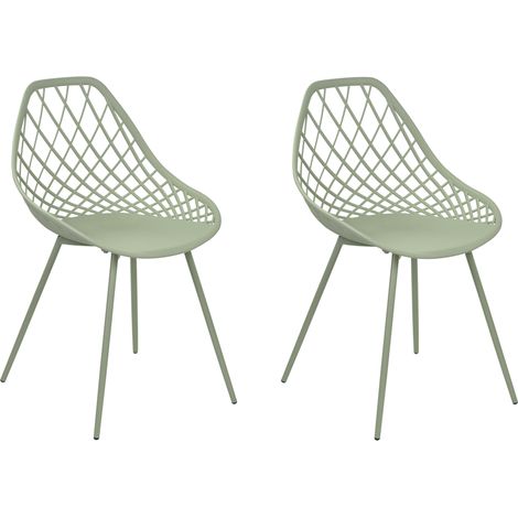 Conjunto de 2 sillas de comedor verde material sintético respaldo red Canton II