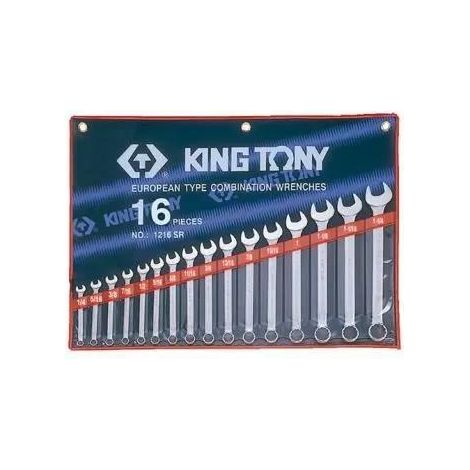 KING TONY ZESTAW KLUCZY PŁ-O CALOWYCH 16cz./ETUI 1/4-1-1/4....