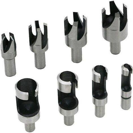 8PCS HSS fraise à bouchonner bois outil de coupe bois mèches des bouchons wood plug cutter drill bits 6mm /10mm/13mm/16mm, avec forets coniques et forets griffes (1/5)