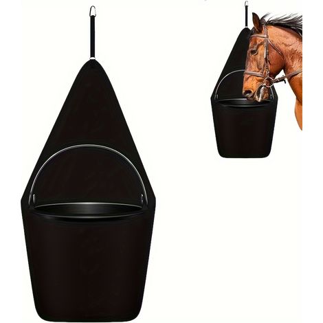 1pc Sac d'alimentation pour cheval durable avec support - Idéal pour remorques et écuries, Organisateur pratique de grains et support de seau d'abreuvement 1pcBlack (1/4)