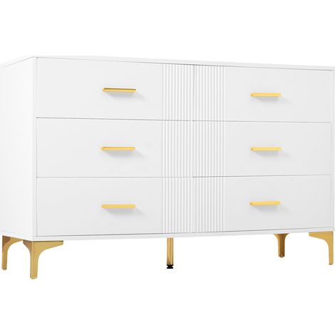 Cómoda blanca de 6 cajones en MDF 120 x 40 x 76 cm (1/5)