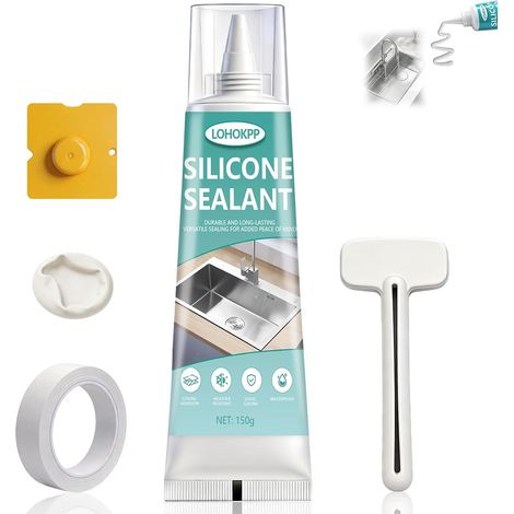 150g Silicone Salle de Bain, Joint D'étanchéité en Silicone, Mastic Étanche Anti-moisissure, Idéal pour les Éviers de Cuisine, les Salles de Bains, Joints De Calfeutrement (1/5)