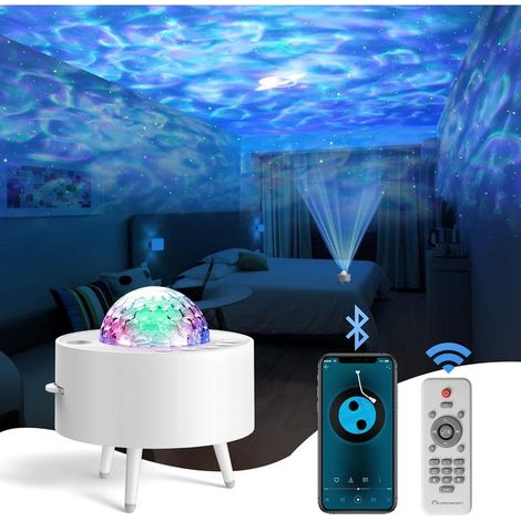 Projecteur Ocean Wave - Projecteur de lumière d'eau pour chambre à coucher, décor de chambre d'enfants - Lumière nocturne Ocean Galaxy avec haut-parleur - Lumière étoilée (1/5)