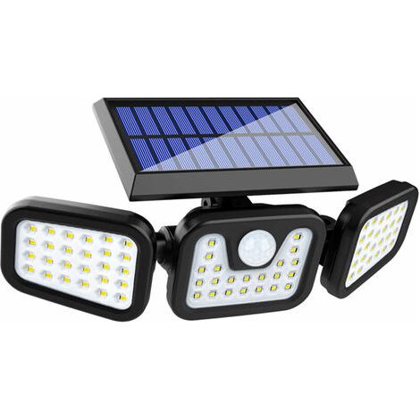 Lampe solaire murale LED COB d'extérieur, alimentée par l'énergie solaire, avec détecteur de mouvement, éclairage activé par le mouvement, angle réglable, W (1/5)