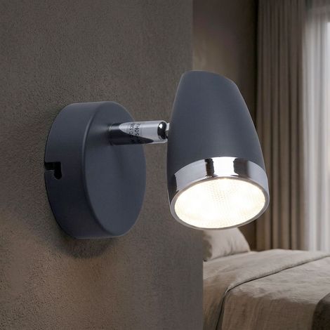 Spot mural mobile LED lampe de chambre applique anthracite lampe de salon lampe de lecture, 4W 280lm blanc chaud, LxH 8 x 13,5 cm (1/5)
