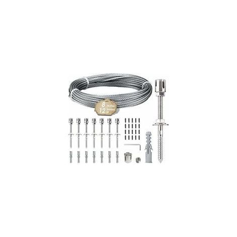 Support pour plantes grimpantes, kit de suspension de corde en acier inoxydable de 12 m avec câble en acier inoxydable de 3 mm et 8 tendeurs pour jardin/mur en béton/câble de clô (1/4)