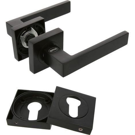 AMIG  Poignées sur rosace + rosace  CADIZ  51 x 51 mm  Zamak  Noir mat (1/5)
