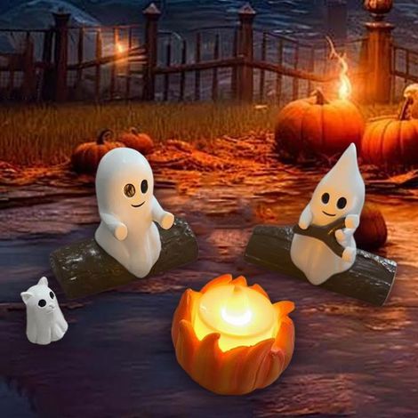 Luce notturna fantasma, falò, graziose decorazioni di Halloween, luci lampeggianti di Halloween, luce notturna fantasma spettrale, decorazioni per la casa spettrali per camino o scrivania, regali, gat