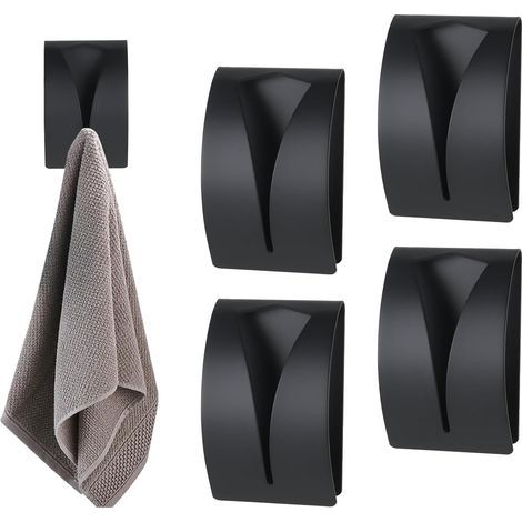 CCYKXA 4-Piece Bathroom Towel Rack, Wall-Mounted Towel Holder, No-Drill Towel Holder, Stainless Steel Kitchen Hooks, Bathroom Kitchen Hook, Towel Clip (1/5)