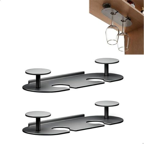 2 Pièces Porte Verres Suspendu Support Verre a Pied Suspendu avec Vis,Robuste Aluminium Rangement Verre a Pied pour Cuisine Salle à Manger Bar Bureau (1/5)