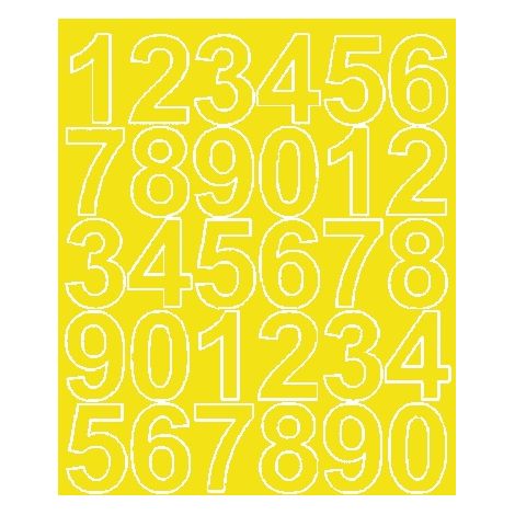 Pegatinas autoadhesivas con números de 4,5 cm, color amarillo mate.